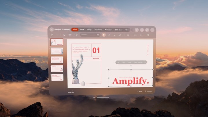 Microsoft PowerPoint در Vision Pro.