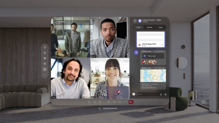 Microsoft Teams being used on the Apple Vision Pro.