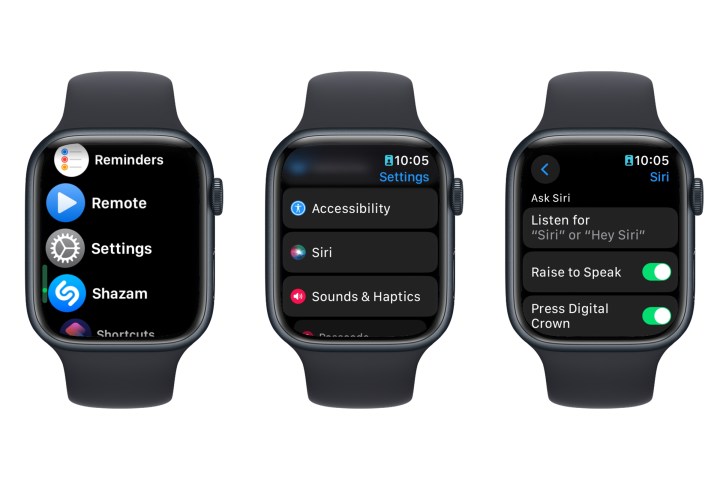 Steps to access Siri Settings on Apple Watch in watchOS 10.