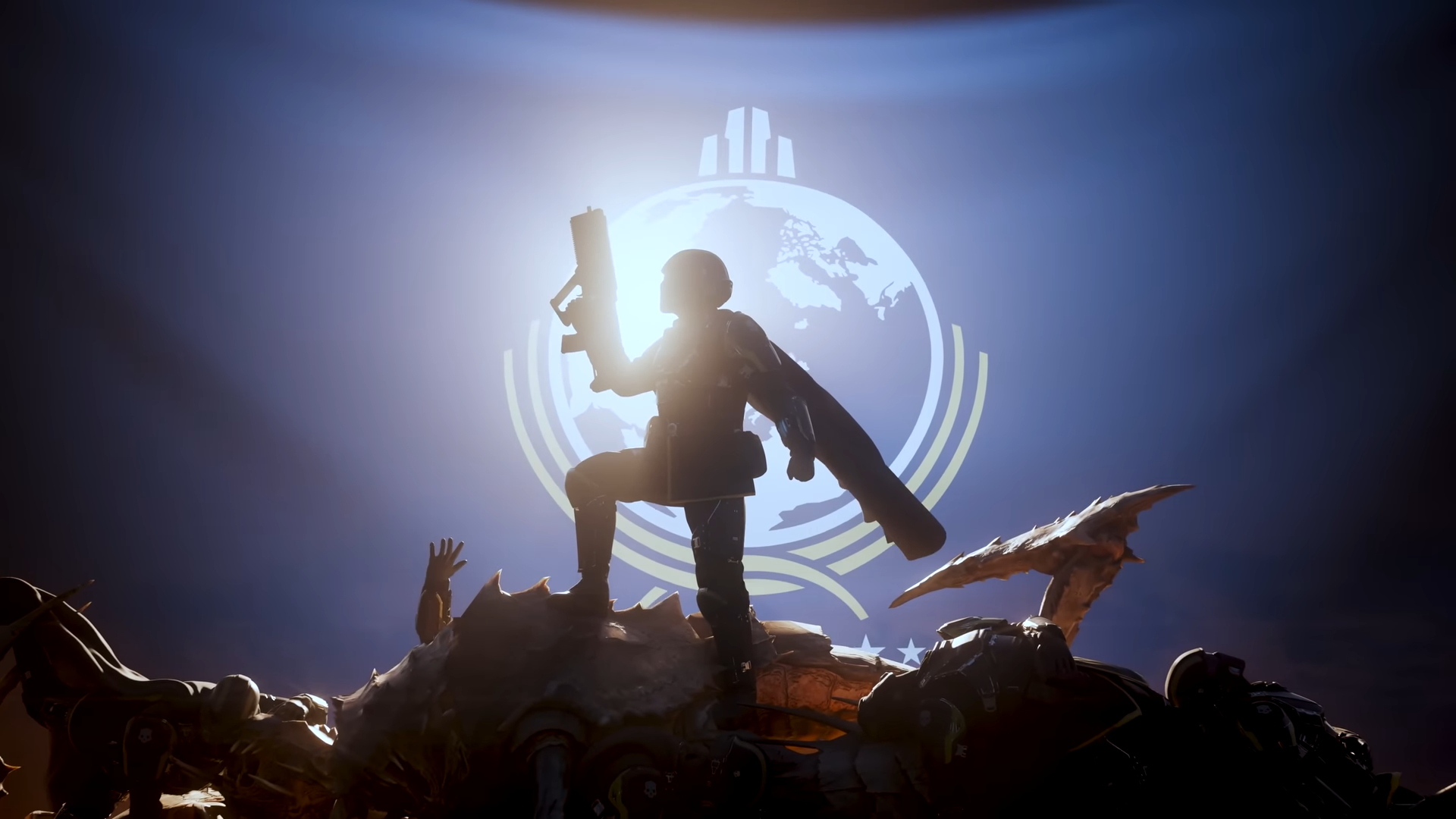 A soldier in silhouette in Helldivers 2.