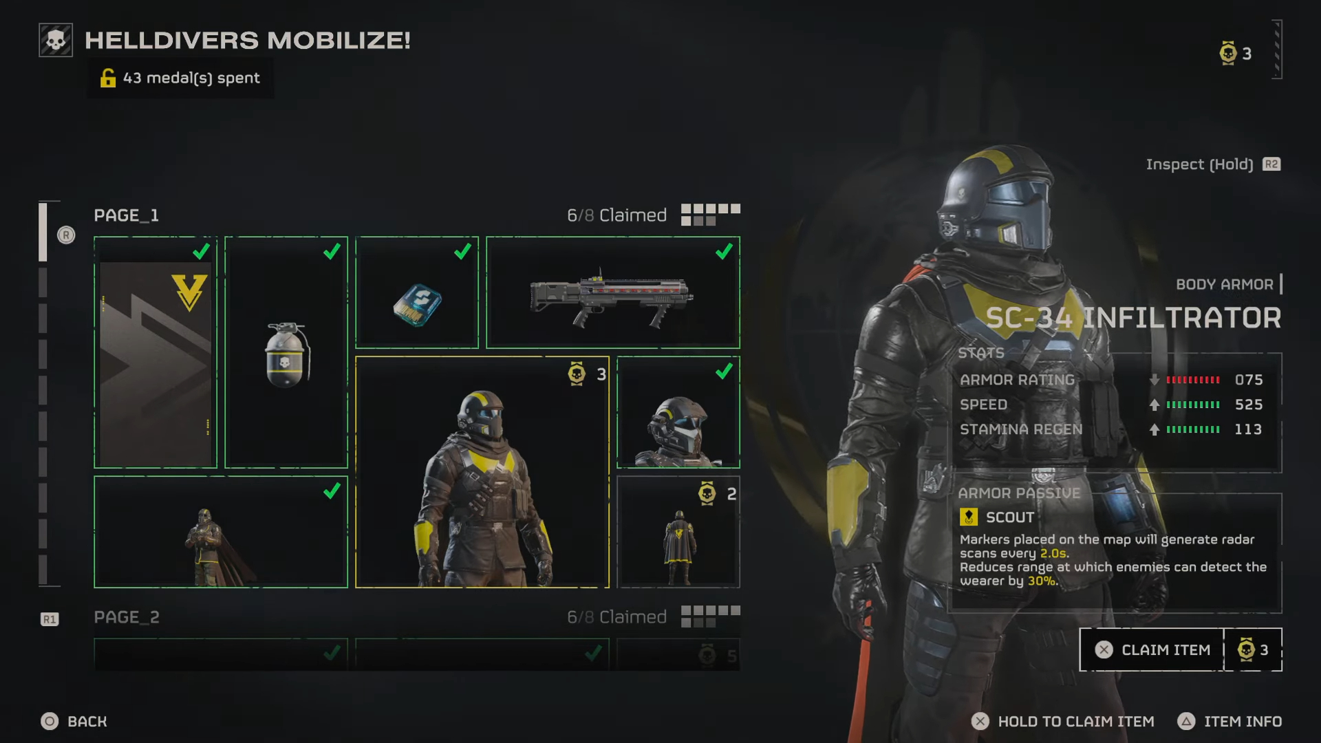 An armor set in the shop in Helldivers 2.