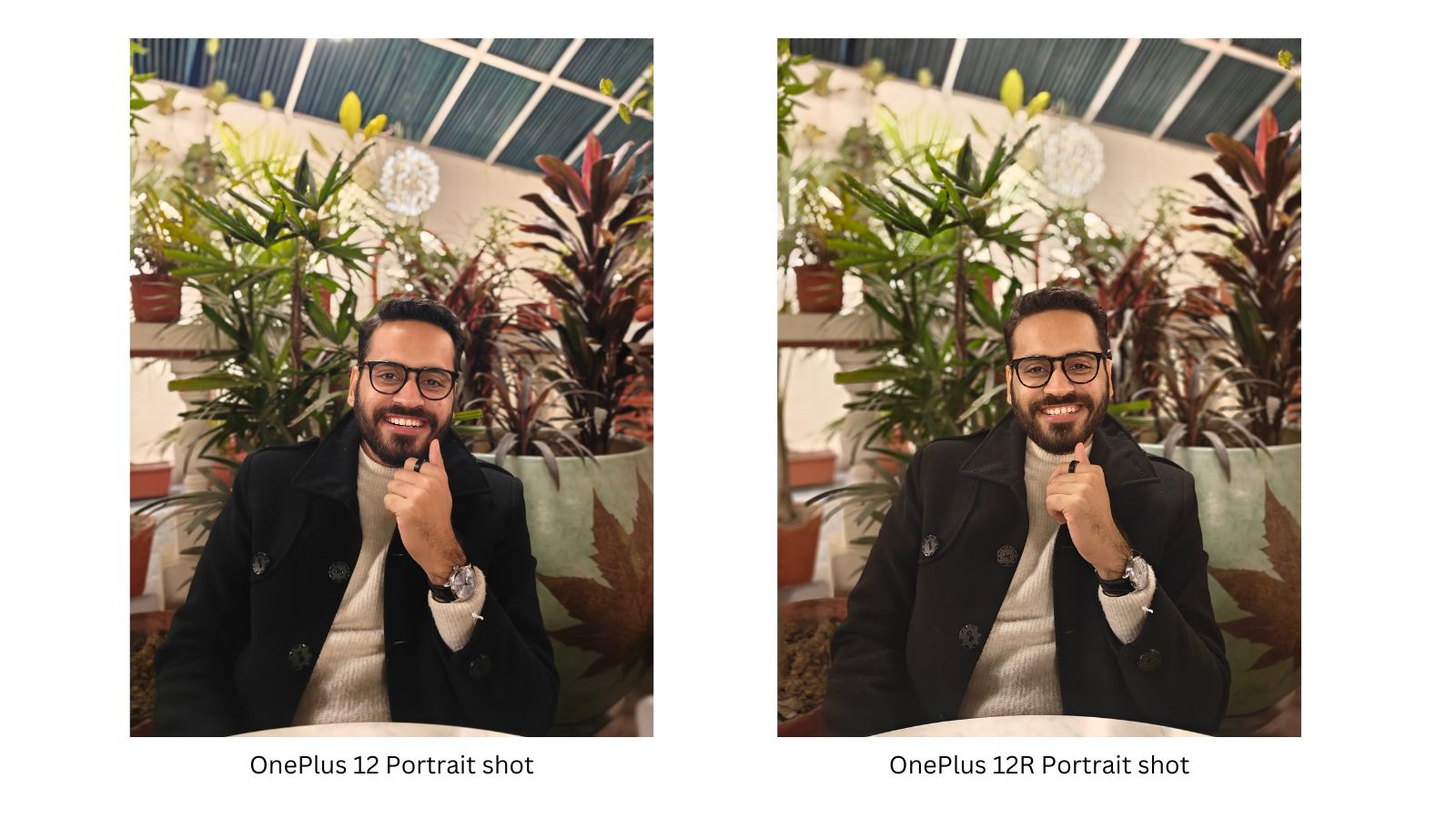 Prakhar Khanna portrait shots comparison on OnePlus 12 and OnePlus 12R.