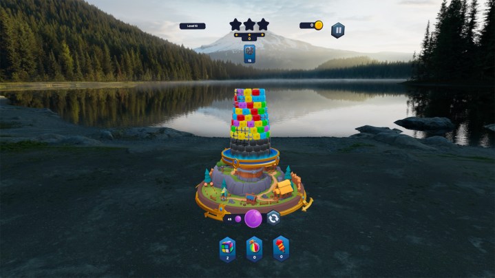 Gameplay from the Apple Vision Pro version of Spire Blast.