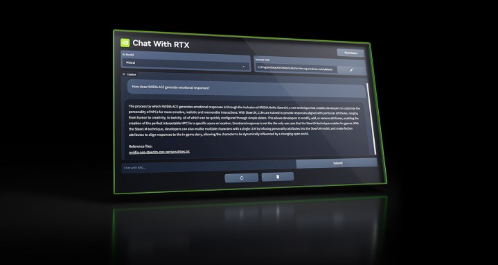 A model showing Nvidia's Chat pinch RTX.