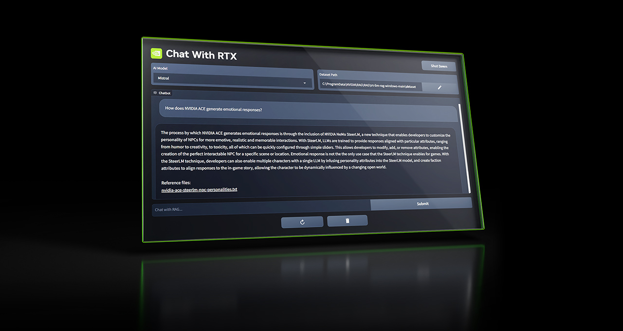 پنجره ای که چت Nvidia با RTX را نشان می دهد.