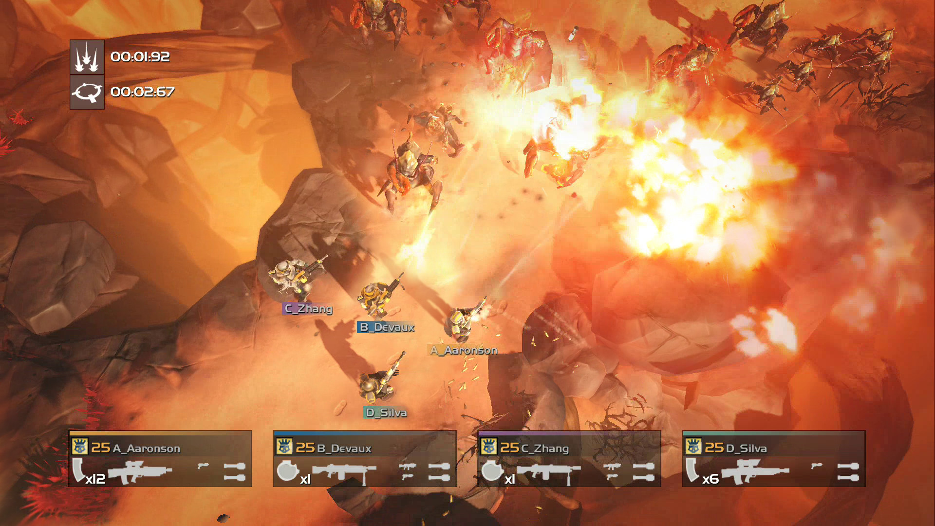 Multiplayer gameplay of Helldivers.