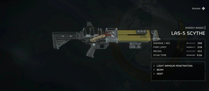 The scythe energy weapon in helldivers 2.