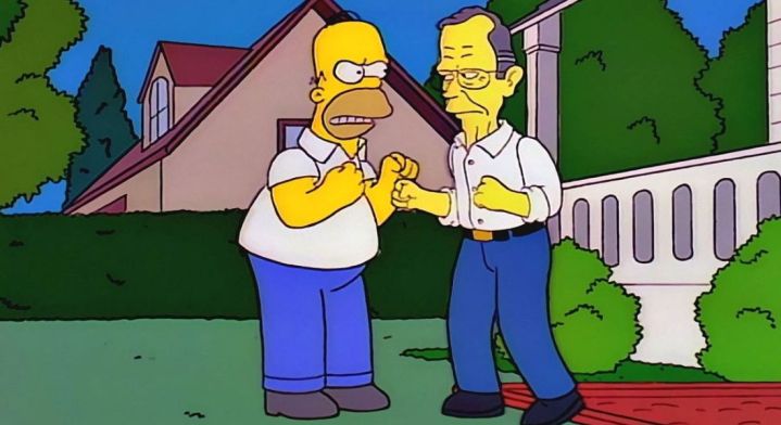 Homero pelea contra George Bush