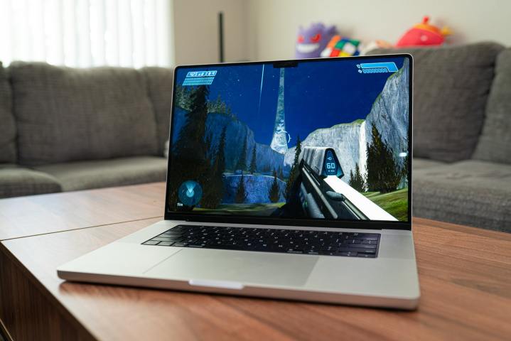 Halo running on a MacBook Pro.