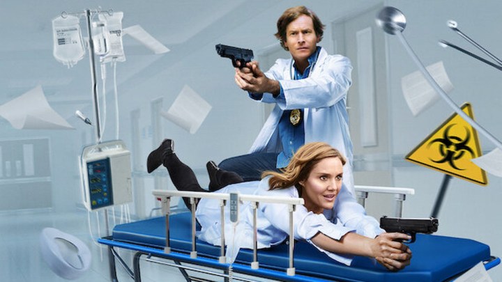 Erinn Hayes and Rob Huebel in Medical Police.