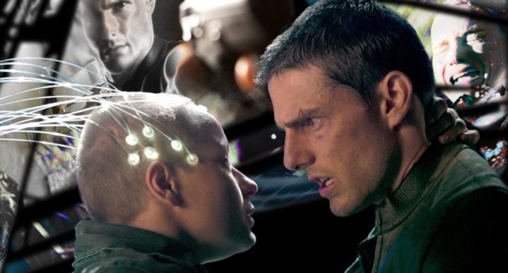 A man confronts a woman in Minority Report.