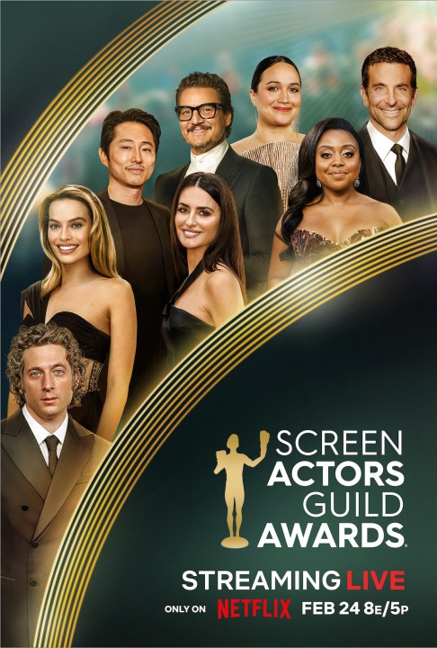 多位演员在 2024 年美国演员工会奖的海报上摆姿势。