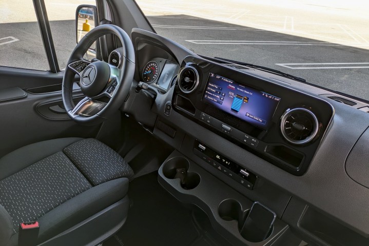 Interior of a 2024 Mercedes-Benz eSprinter electric van.
