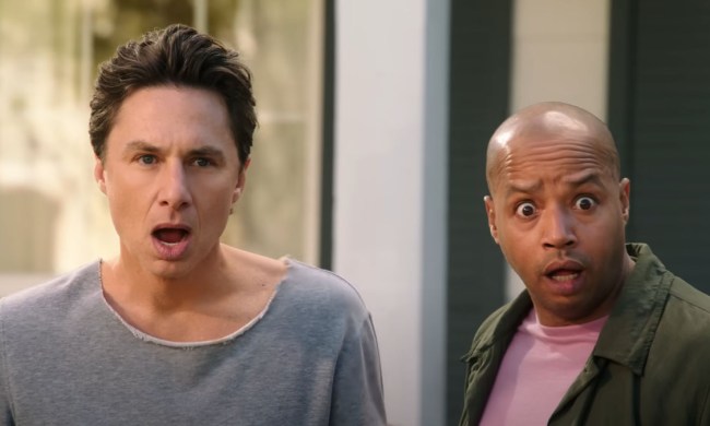 Zach Braff and Donald Faison in T-Mobile's Flashdance-inspired commercial.