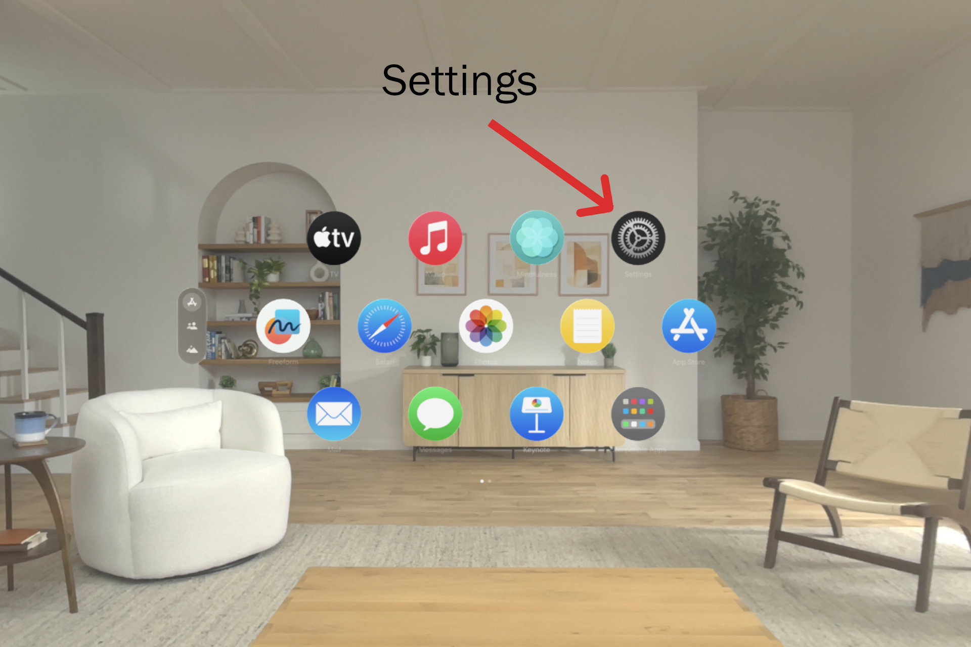 The Settings icon looks the same Apple Vision Pro as it does on your iPhone.