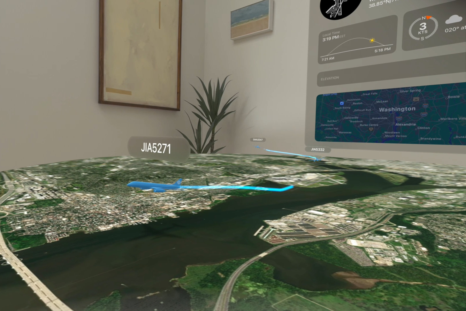 Voyager on Vision Pro lets you see airports in 3D in real-time.