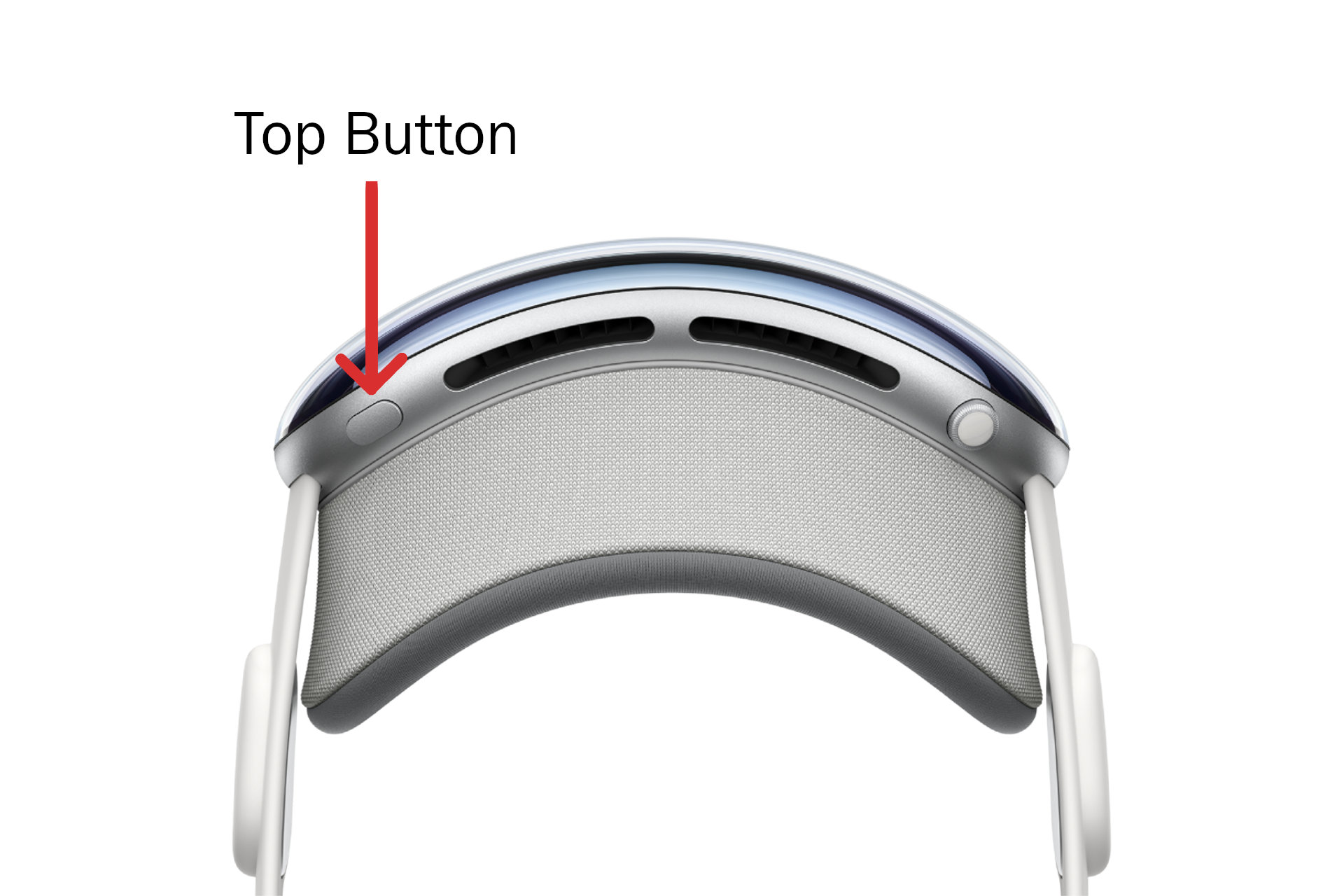 You can turn on the Apple Vision Pro with the top button.