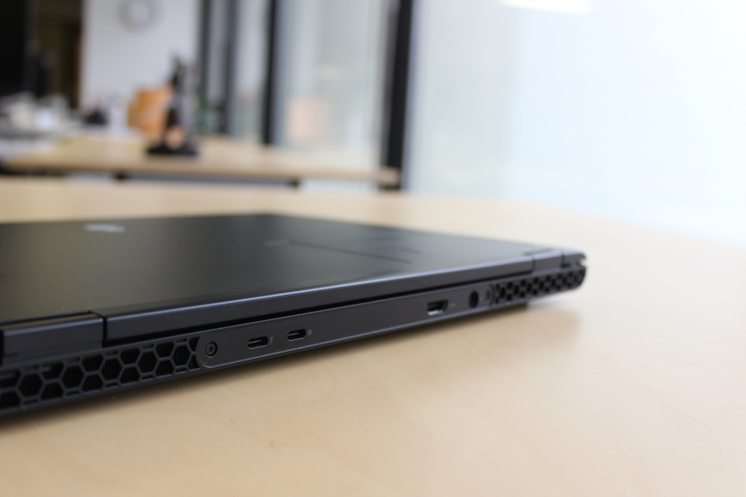 The ports on the back of the Alienware m16 R2.