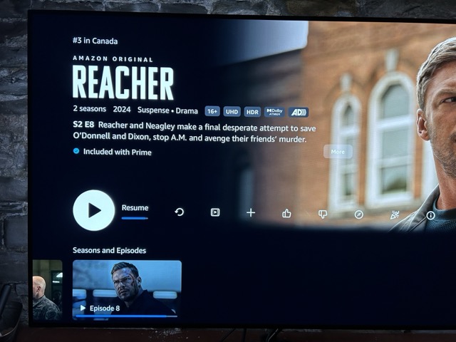 Reacher on Amazon Prime Video.