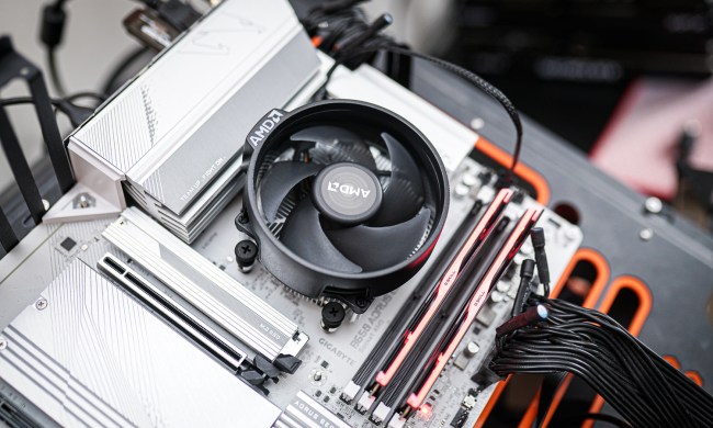 A CPU cooler installed on a motherboard.