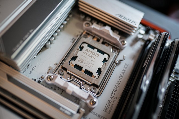 The AMD Ryzen 5 8600G APU installed in a motherboard.
