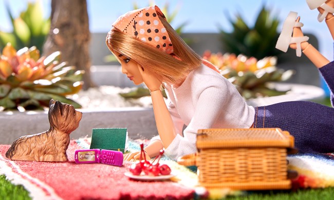 A promotional image for the Barbie x HMD Global phone.