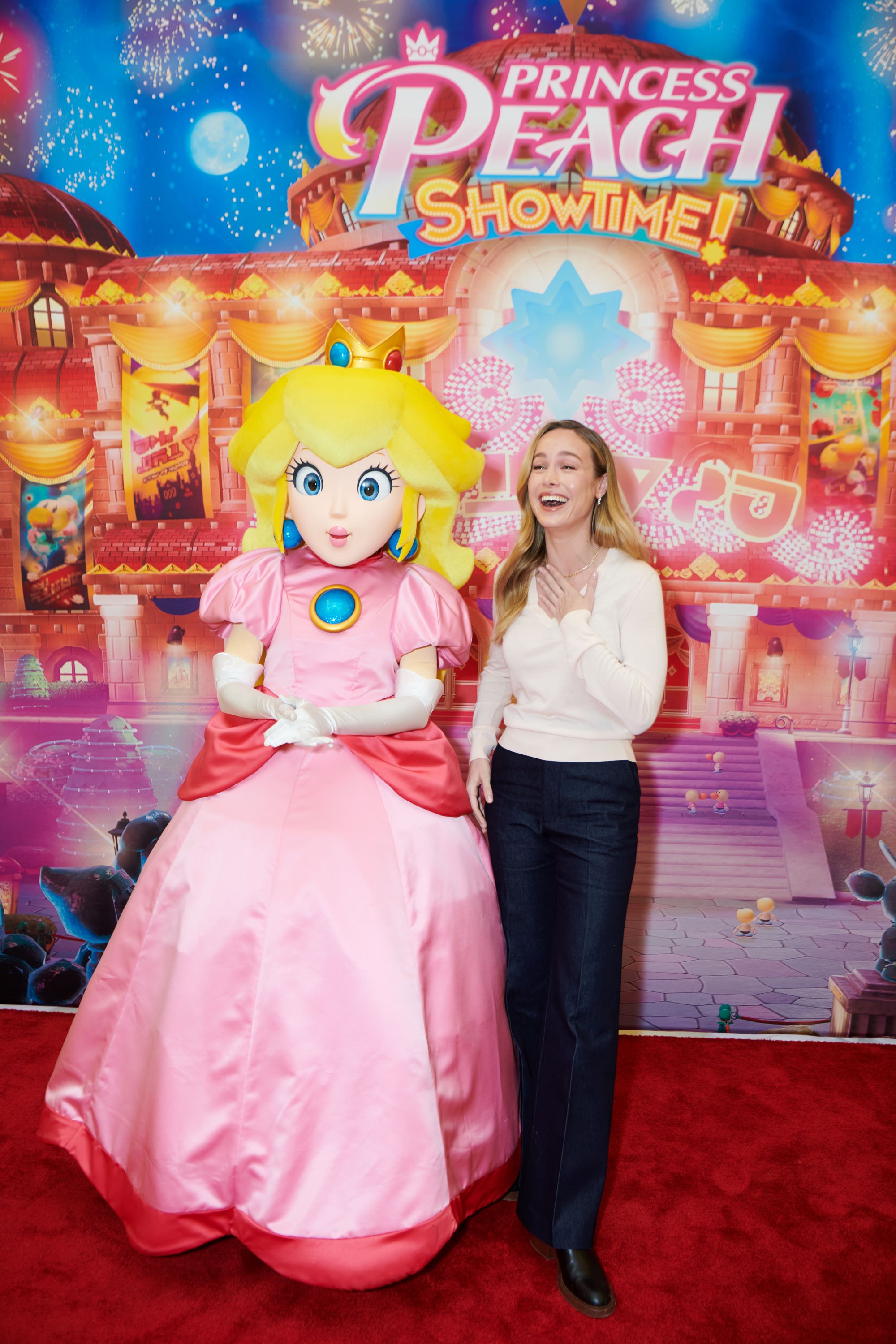 Brie Larson poses with Princess Peach.