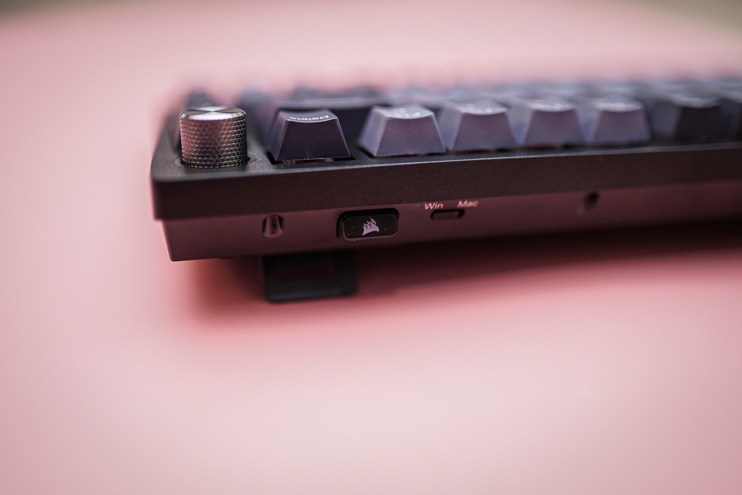 The wireless adaptor on the Corsair K65 Plus Wireless keyboard.