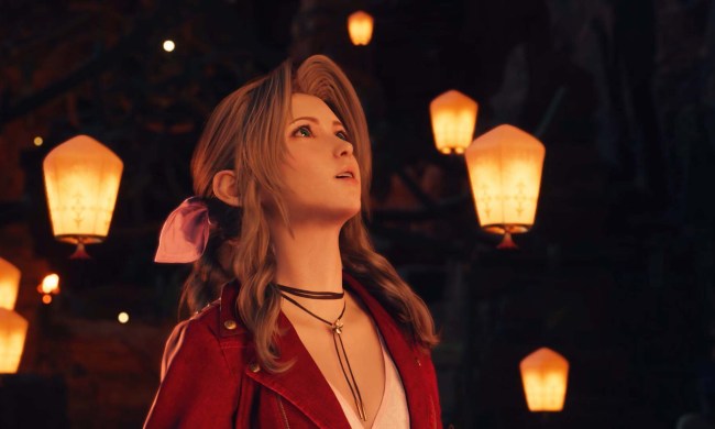 Aerith stares at floating lanterns in Final Fantasy VII Rebirth.
