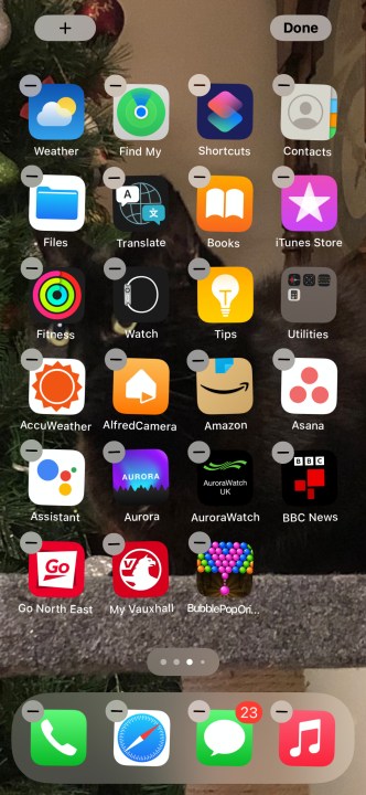 iPhone apps in wiggle mode.