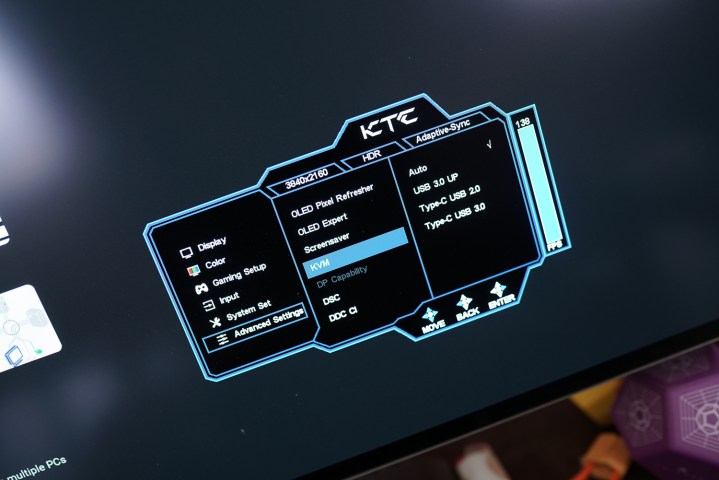 KVM settings on a monitor.