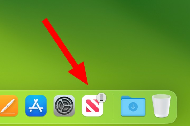 Handoff on a Mac, showing an app that is open on an iPhone in a user's macOS Dock.