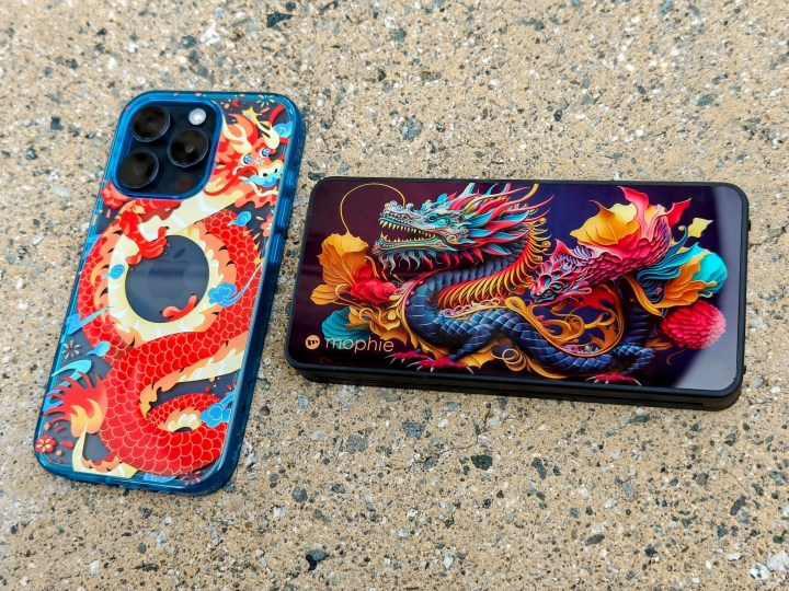 OtterBox Lumen Series Year of the Dragon for iPhone 15 Pro with mophie Powerstation Plus 10K CNY Dragon.