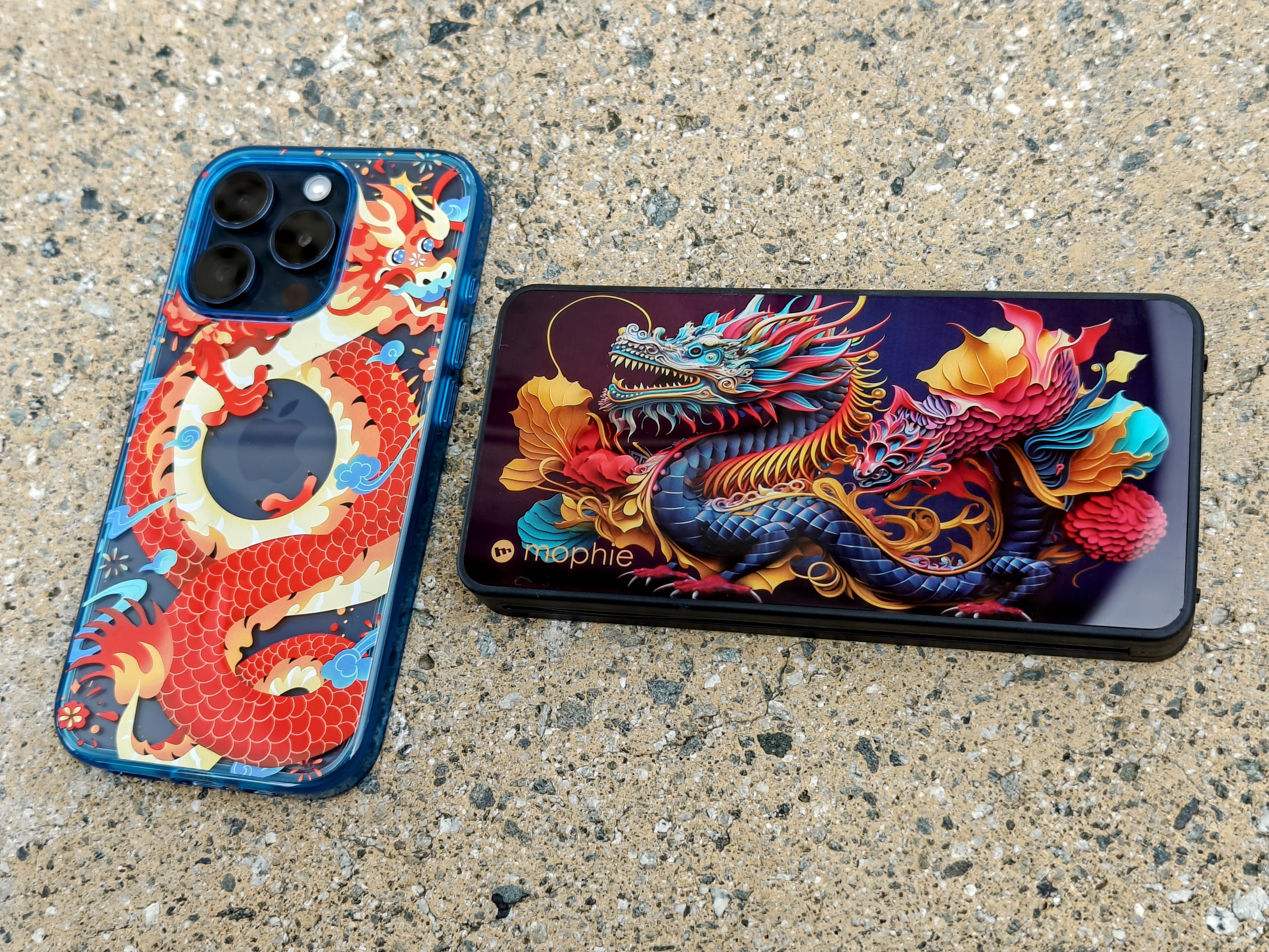 OtterBox Lumen Series Year of the Dragon for iPhone 15 Pro with mophie Powerstation Plus 10K CNY Dragon.