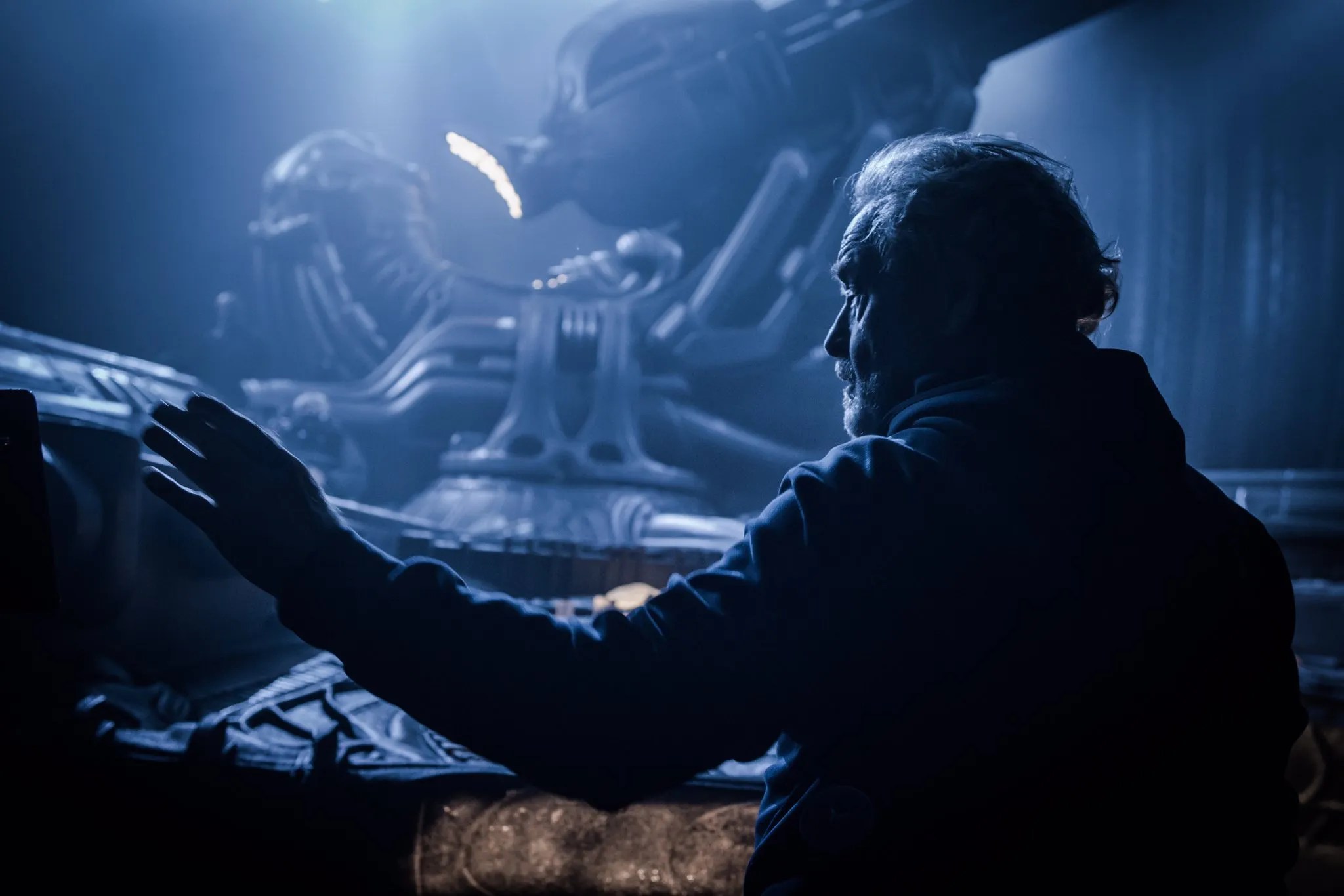 Ridley Scott on the set of Alien: Covenant.