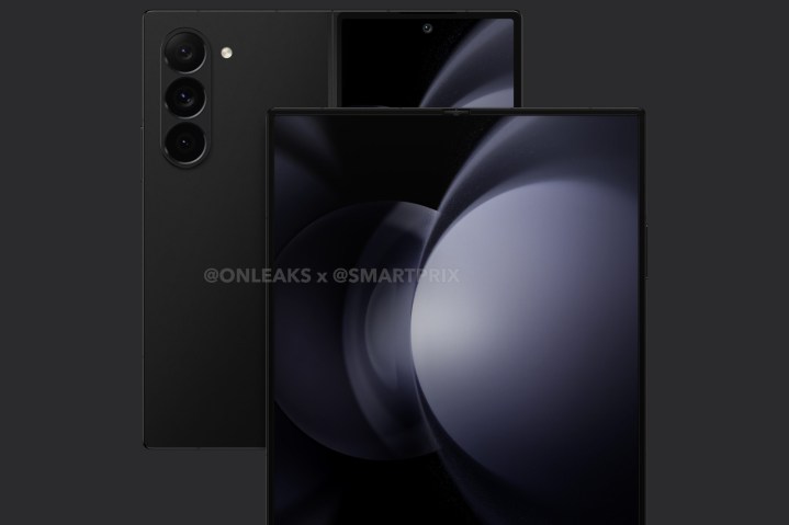 Renders of the Samsung Galaxy Z Fold 6, showing the front and back of the phone.