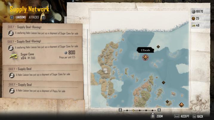 A menu in Skull and Bones shows off some quests.
