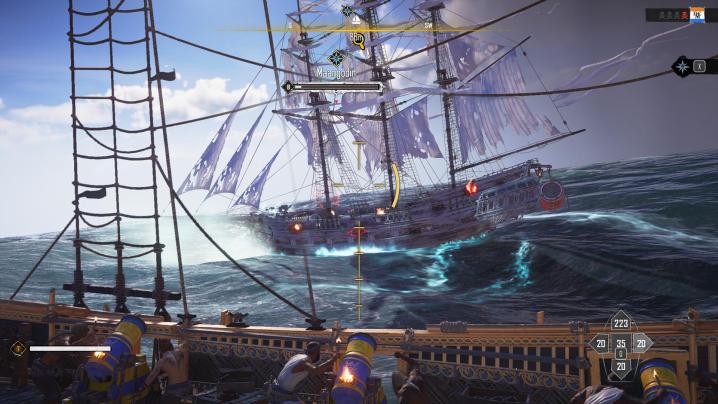 Two ships cross paths in Skull and Bones.