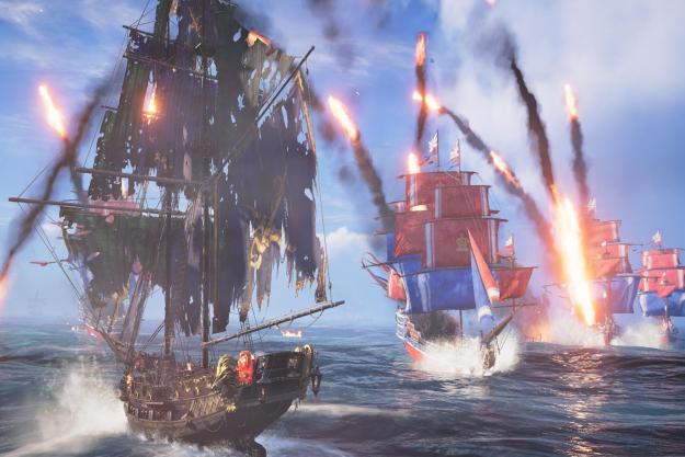 Two ships battle one another in Skull and Bones.