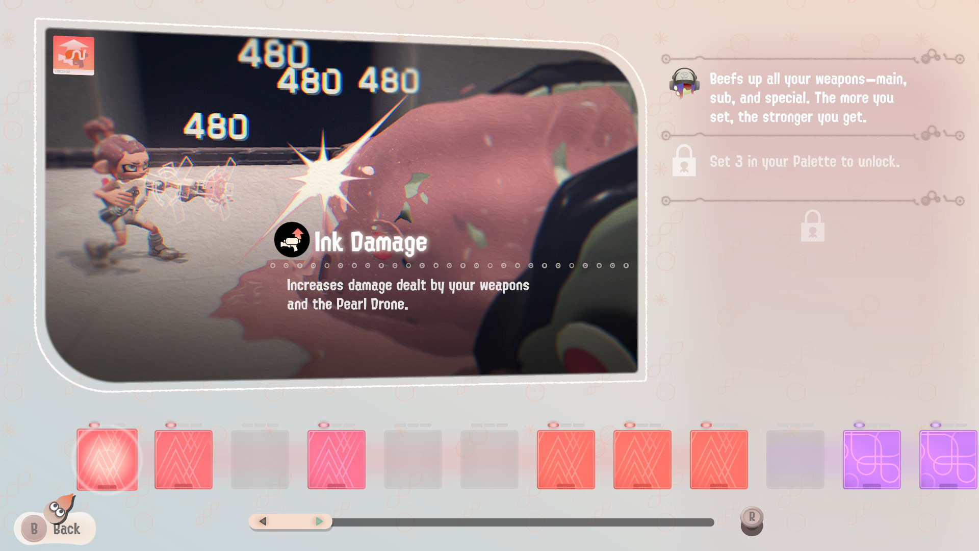 A Splatoon 3 screen shows off color chips.