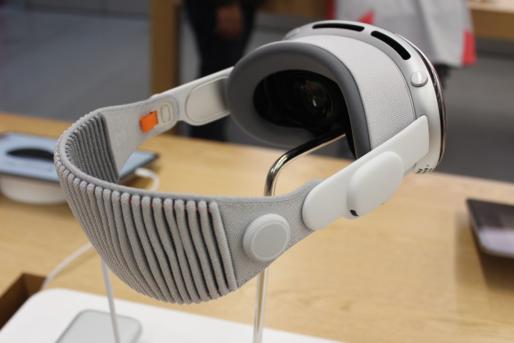 The Vision Pro being displayed in an Apple Store.