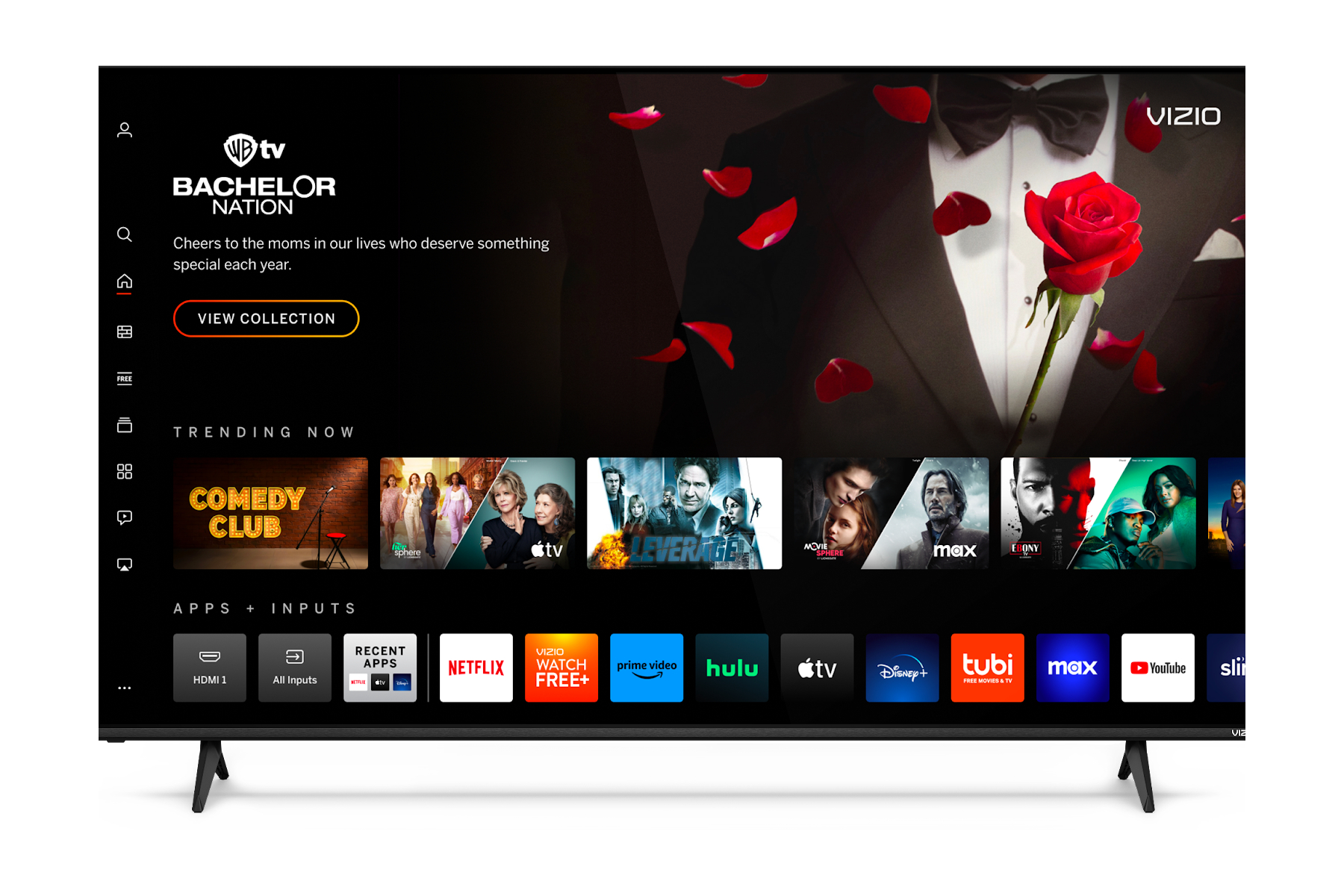 A TV with a screen from the new Vizio WatchFree Plus channel Bachelor Nation.