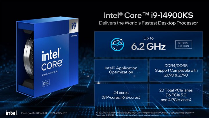 Intel Core i9-14900KS CPU slide.