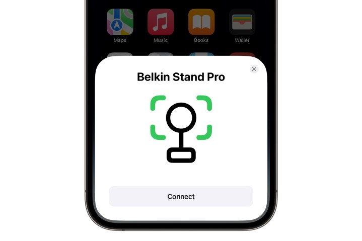 Pantalla de emparejamiento de iPhone DockKit para Belkin Stand Pro.