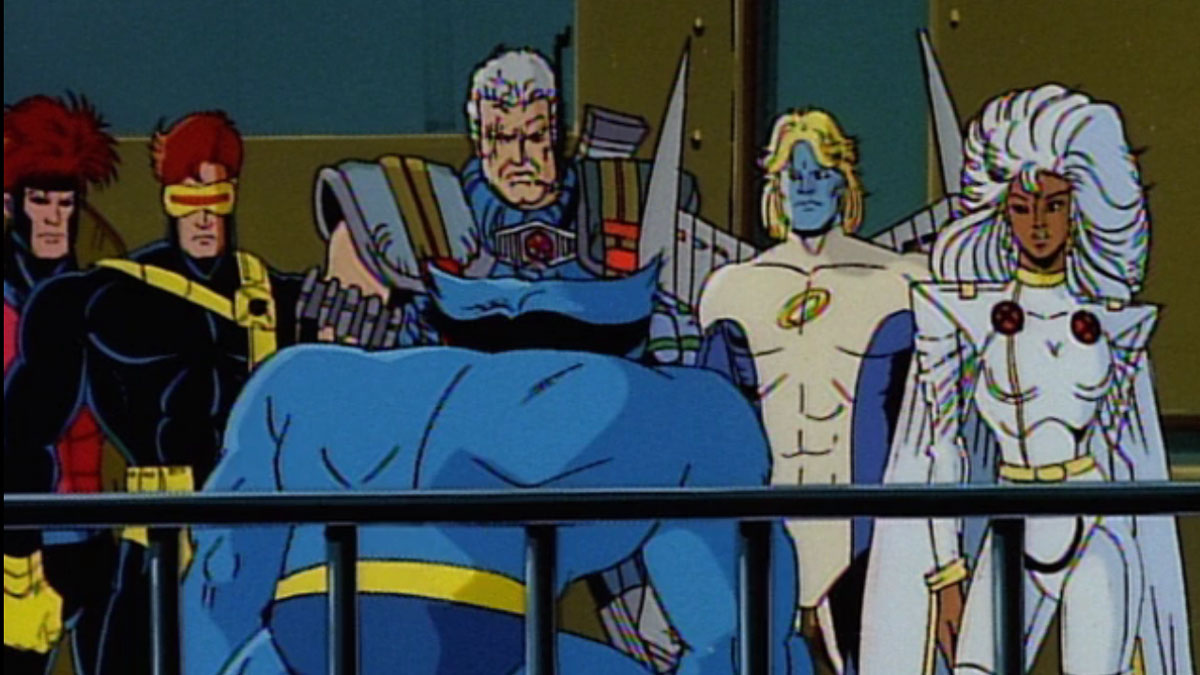 The X-Men and Cable plot their next move in X-Men: The Animated Series.