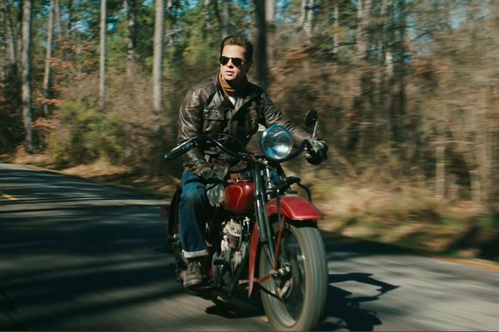 Brad Pitt rides a motorcycle in The Curious Case of Benjamin Button.