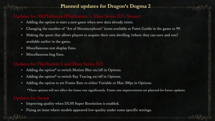 Dragon's Dogma 2 এ আপডেট আসছে।