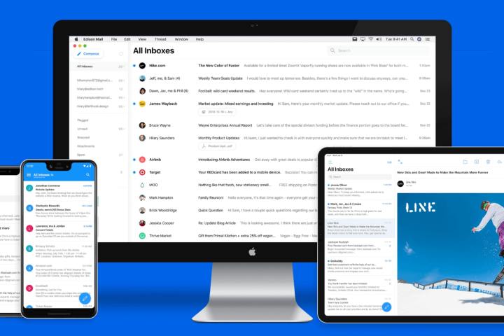 Edison 电子邮件应用程序在各种 Apple 设备上运行，包括 iPhone、iMac 和 iPad。