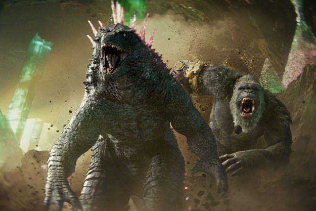 Godzilla and Kong race into battle in a still from Godzilla x Kong: The New Empire