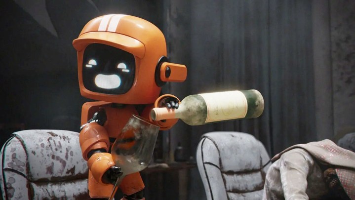 A robot pours a drink in Love, Death, and Robots.